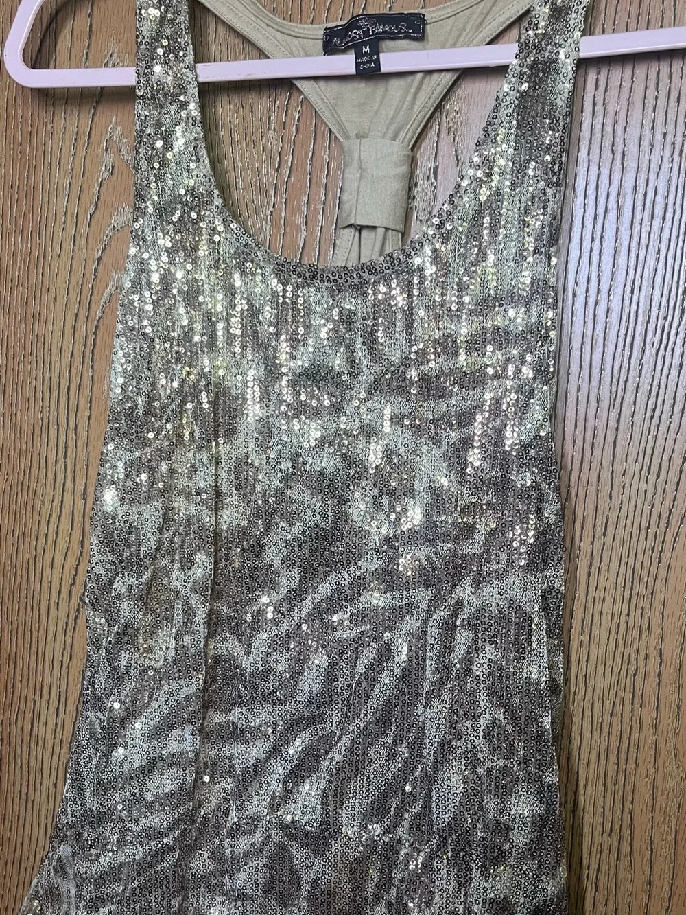 Almost Famous Gold Sequin Racerback Tank - Picture 1 of 3